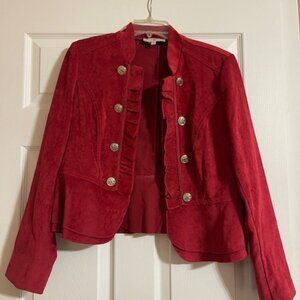 Kate & Rosy Red Faux Suede Jacket w/Ruffles Petite Large